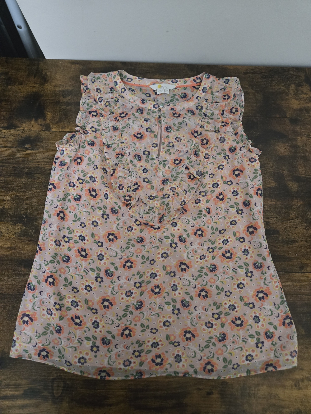 Boden Pink Floral Ruffle-Trim  Camisole